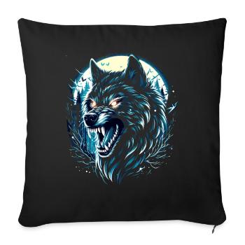 Mystischer Wolf - Vollmondnacht - Sofakissenbezug 45 x 45 cm - Schwarz - Vorne
