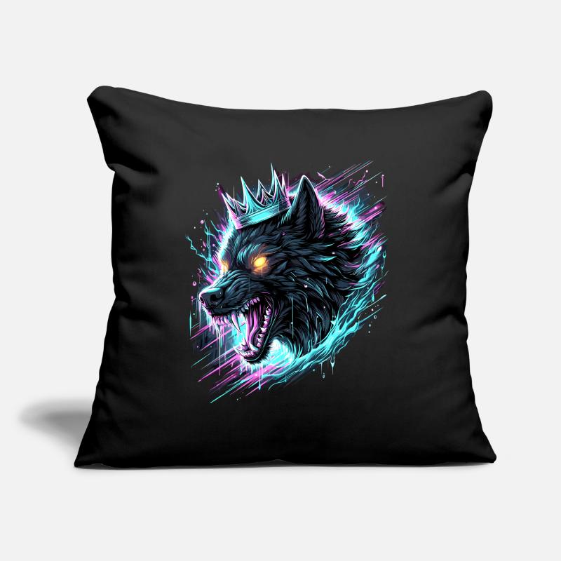 Royal Wolf Synthwave Housse de coussin décorative 45 x 45 cm