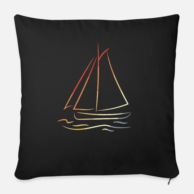 Vintage Segelboot - Sofakissenbezug 45 x 45 cm - Schwarz