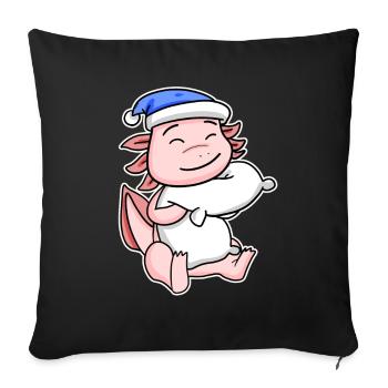 Axolotl with pillow and sleepy cap - Sofa pillowcase 17,3'' x 17,3'' (45 x 45 cm) - black - Front