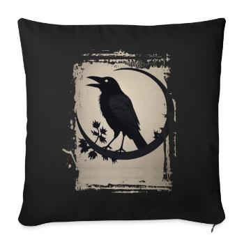 Corbeau assis sur une branche - Housse de coussin décorative 45 x 45 cm - noir - Devant