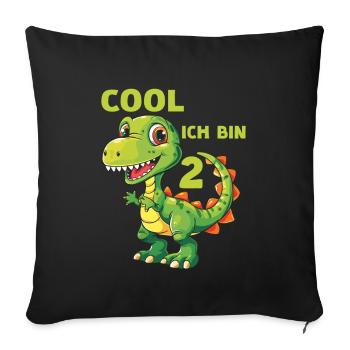 Dinosaurier 2 Geburtstag Dino 2 Jahre Spruch - Sofakissenbezug 45 x 45 cm - Schwarz - Vorne