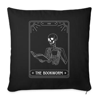 Funny Tarot Card Skeleton Books Reading Bookworm - Sofa pillowcase 17,3'' x 17,3'' (45 x 45 cm) - black - Front
