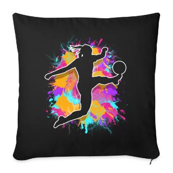 Football féminin Football féminin Football féminin - Housse de coussin décorative 45 x 45 cm - noir - Devant