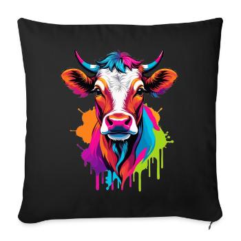 Cute colorful cow - Sofa pillowcase 17,3'' x 17,3'' (45 x 45 cm) - black - Front