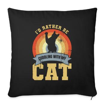 Cat Owner Joke - Sofa pillowcase 17,3'' x 17,3'' (45 x 45 cm) - black - Front