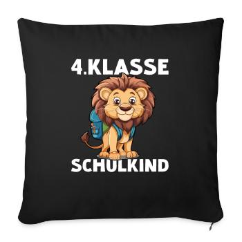 4 Klasse Löwe Schulkind Schüler Löwen Löwin - Sofakissenbezug 45 x 45 cm - Schwarz - Vorne