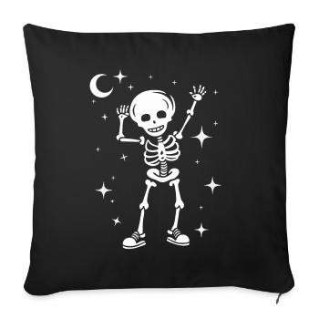 Drôle Squelette Crâne Danse Halloween - Housse de coussin décorative 45 x 45 cm - noir - Devant