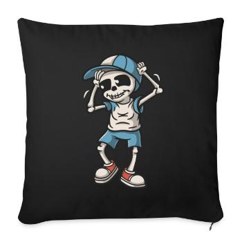 Drôle Squelette Crâne Danse Halloween - Housse de coussin décorative 45 x 45 cm - noir - Devant