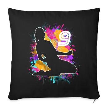Female Soccer Player 9th Birthday - Sofa pillowcase 17,3'' x 17,3'' (45 x 45 cm) - black - Front