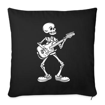 Funny Skeleton Skull Guitarist Halloween - Sofa pillowcase 17,3'' x 17,3'' (45 x 45 cm) - black - Front