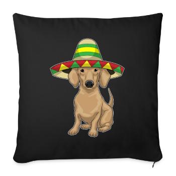 Dachshund Sombrero - Sofa pillowcase 17,3'' x 17,3'' (45 x 45 cm) - black - Front