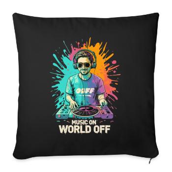 DJ Musique Sur Le Monde Off Disc Jockeys - Housse de coussin décorative 45 x 45 cm - noir - Devant
