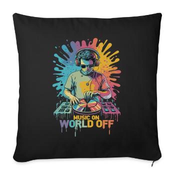 DJ Musique Sur Le Monde Off Disc Jockeys - Housse de coussin décorative 45 x 45 cm - noir - Devant