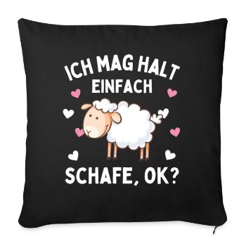 I JUST LIKE SHEEP! Sheep Shepherd Sheep - Sofa pillowcase 17,3'' x 17,3'' (45 x 45 cm) - black - Front