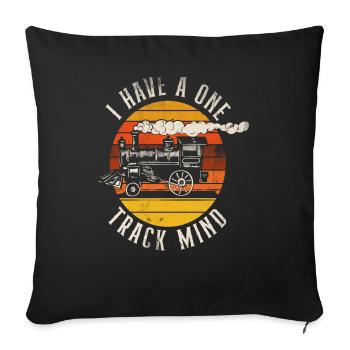 Rails de locomotive rétro disant cadeau - Housse de coussin décorative 45 x 45 cm - noir - Devant