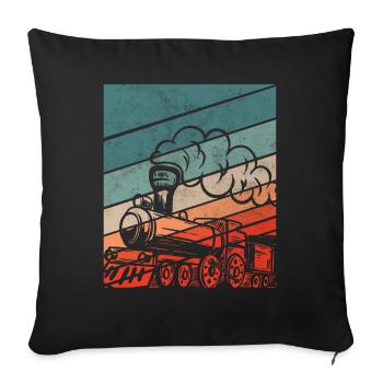 Retro Train Driver Train Trains Hobby Gift - Sofa pillowcase 17,3'' x 17,3'' (45 x 45 cm) - black - Front