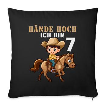 7 Geburtstag Sheriff Cowboy 7 Jahre Kinder Spruch - Sofakissenbezug 45 x 45 cm - Schwarz - Vorne