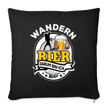 Handball & Bier - darum bin ich hier - Sofakissenbezug 45 x 45 cm - Schwarz - Vorne