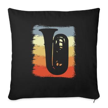 Croquis de Tuba Vintage - Housse de coussin décorative 45 x 45 cm - noir - Devant