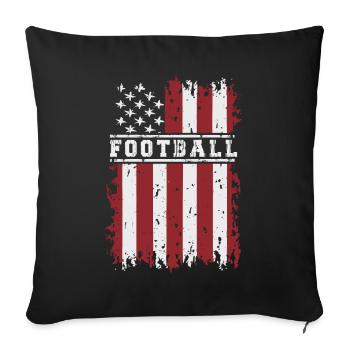 FOOTBALL AMÉRICAIN Amérique USA Grunge drapeau - Housse de coussin décorative 45 x 45 cm - noir - Devant