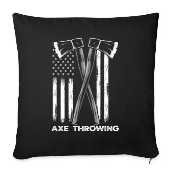 Axtwurf Axt Werfen USA Flagge - Sofakissenbezug 45 x 45 cm - Schwarz - Vorne