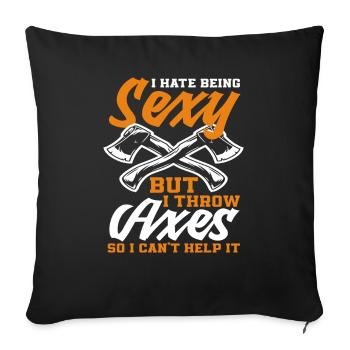 Axtwurf Axt Werfen Mann Frau Geschenk - Sofakissenbezug 45 x 45 cm - Schwarz - Vorne