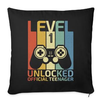 Level 1 Freigeschalteter offizieller Teenager - Sofakissenbezug 45 x 45 cm - Schwarz - Vorne