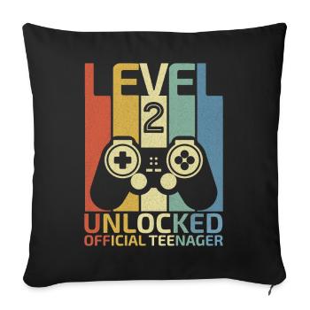 Niveau 2 : Adolescent officiel débloqué - Housse de coussin décorative 45 x 45 cm - noir - Devant