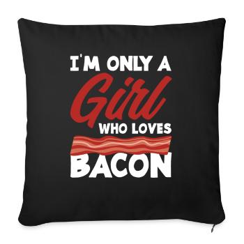Bacon Bacon fille cadeau - Housse de coussin décorative 45 x 45 cm - noir - Devant