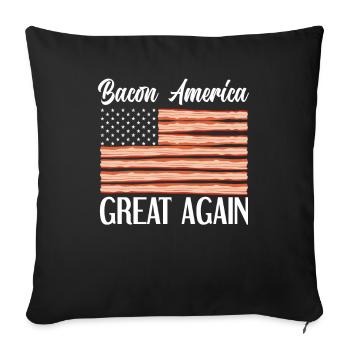 Drapeau des États-Unis Bacon - Housse de coussin décorative 45 x 45 cm - noir - Devant