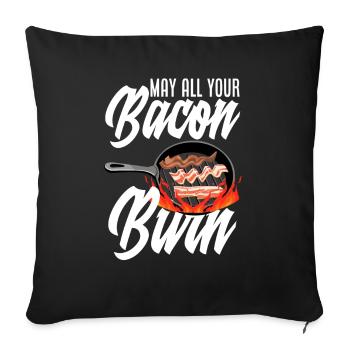 Bacon Bacon Grill Breakfast Food - Sofa pillowcase 17,3'' x 17,3'' (45 x 45 cm) - black - Front