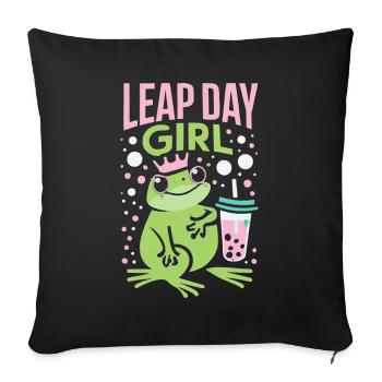 Leap Day Girl 29. Februar Geburtstag Frosch Bubble - Sofakissenbezug 45 x 45 cm - Schwarz - Vorne