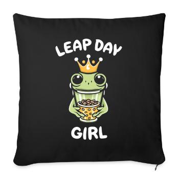 Leap Day Girl 29. Februar Geburtstag Frosch Bubble - Sofakissenbezug 45 x 45 cm - Schwarz - Vorne