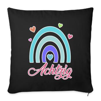 80. Geburtstag Regenbogen Vintage - Sofakissenbezug 45 x 45 cm - Schwarz - Vorne