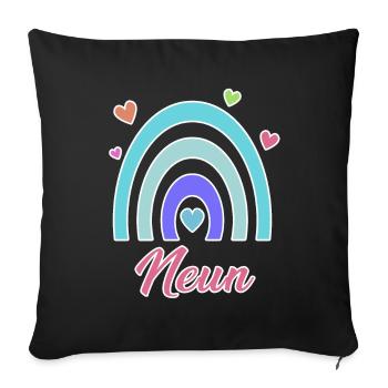 9. Geburtstag Regenbogen Vintage - Sofakissenbezug 45 x 45 cm - Schwarz - Vorne