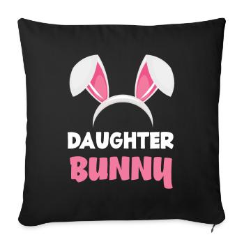 Fille lapin Pâques lapin oreilles de Pâques - Housse de coussin décorative 45 x 45 cm - noir - Devant