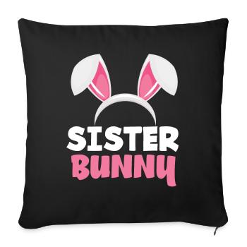 Sœur lapin Pâques lapin oreilles de Pâques - Housse de coussin décorative 45 x 45 cm - noir - Devant