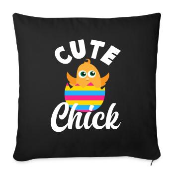 Jeu de mots de Pâques Excavateur Lapin de Pâques - Housse de coussin décorative 45 x 45 cm - noir - Devant