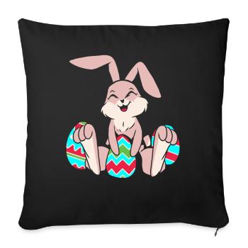 Lapin de Pâques Oeufs de Pâques Pâques - Housse de coussin décorative 45 x 45 cm - noir - Devant