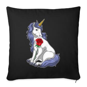 Licorne Rose - Housse de coussin décorative 45 x 45 cm - noir - Devant