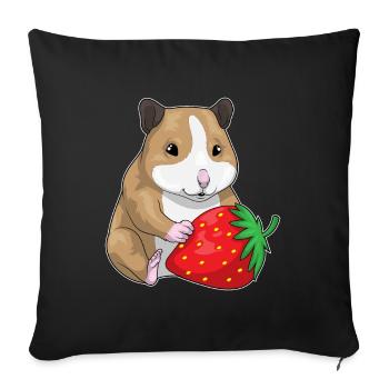 Hamster Fraise - Housse de coussin décorative 45 x 45 cm - noir - Devant
