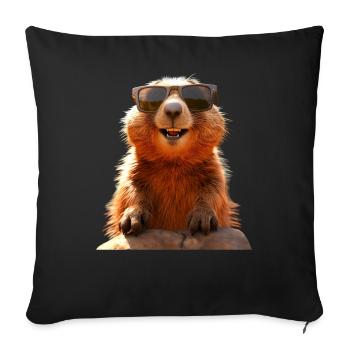 Marmot with sunglasses Rodent Ground Squirrel - Sofa pillowcase 17,3'' x 17,3'' (45 x 45 cm) - black - Front