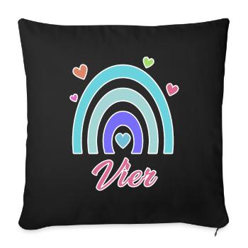 4. Geburtstag Regenbogen Vintage - Sofakissenbezug 45 x 45 cm - Schwarz - Vorne