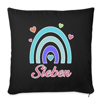 7. Geburtstag Regenbogen Vintage - Sofakissenbezug 45 x 45 cm - Schwarz - Vorne