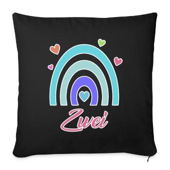2. Geburtstag Regenbogen Vintage - Sofakissenbezug 45 x 45 cm - Schwarz - Vorne