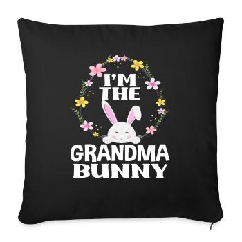 Je suis grand-mère lapin de Pâques Couronne florale Pâques - Housse de coussin décorative 45 x 45 cm - noir - Devant