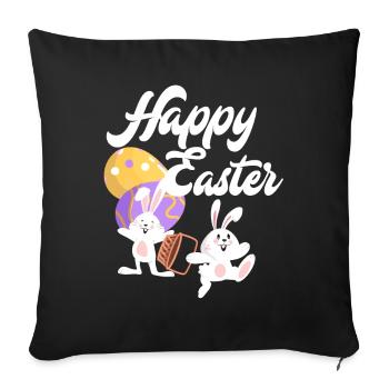 Happy Easter Bunnies Easter Child Girl - Sofa pillowcase 17,3'' x 17,3'' (45 x 45 cm) - black - Front