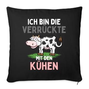 JE SUIS LE FOU AVEC LES VACHES Des choses drôles - Housse de coussin décorative 45 x 45 cm - noir - Devant