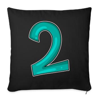 2 - Number - Number Two - Sofa pillowcase 17,3'' x 17,3'' (45 x 45 cm) - black - Front